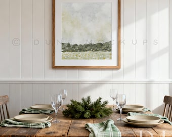 Country House Dining Room Frame Mockup Canva Template | Light Winter ...