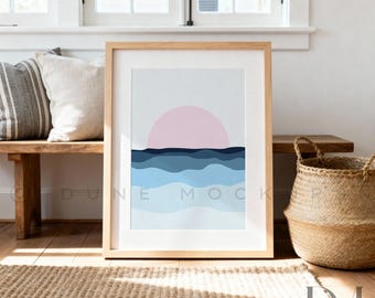 Coastal Wooden Frame Mockup: DINA Beach House Interior | PSD & JPG