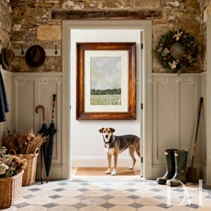 Country Entryway Frame Mockup Cottage Canva Template | Winter Cottage interior