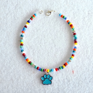Hand made glass bead anklet ankle bracelet with dog paw charm