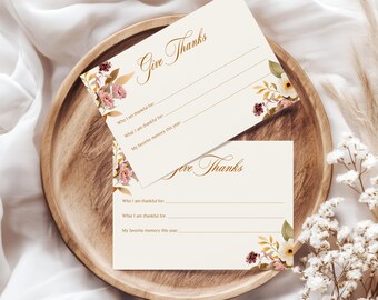 Fall Floral Gratitude Cards: Thanksgiving Activity Card (DIY Printable)