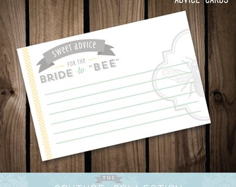 Advice Cards - Bride to "BEE" Bridal Shower  -  Printable DIY Digital File