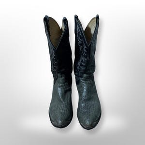 Vintage Dan Post Original Western Mens 10 leather& exotic Skin Cowboy Boots USA