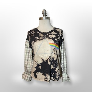 T-shirt vintage Reconstructed en flanelle Pink Floyd / Face cachée de la lune
