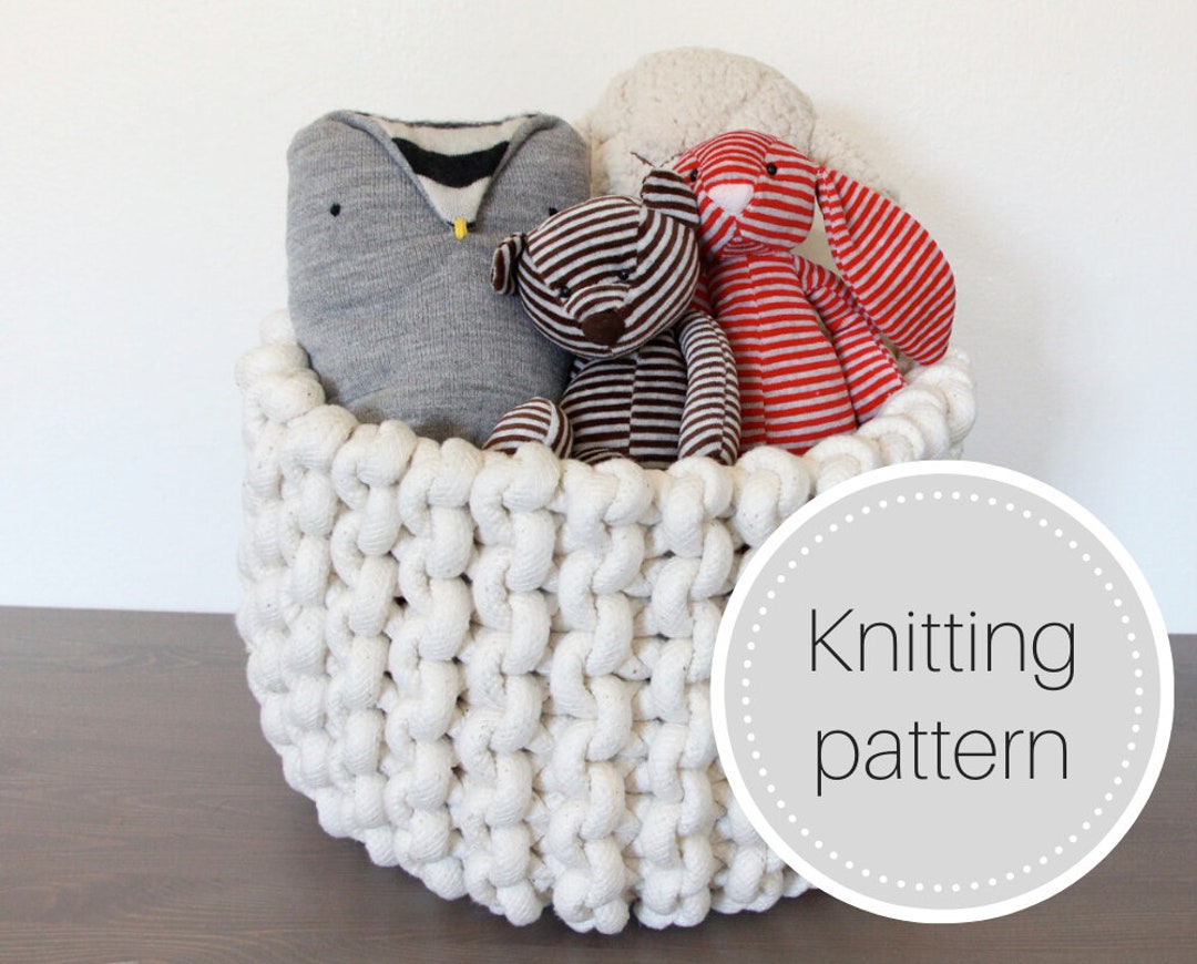 Knit Rope Basket Pattern Instant Download Knitting and Assembly ...