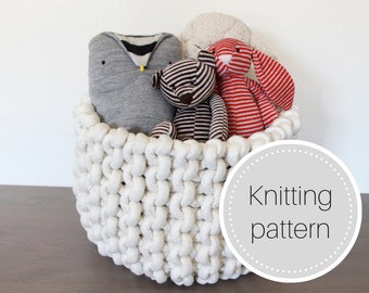 Knit rope basket pattern - instant download - knitting and assembly instructions for small, medium and large sizes