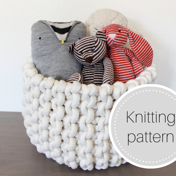 Knit rope basket pattern - instant download - knitting and assembly instructions for small, medium and large sizes