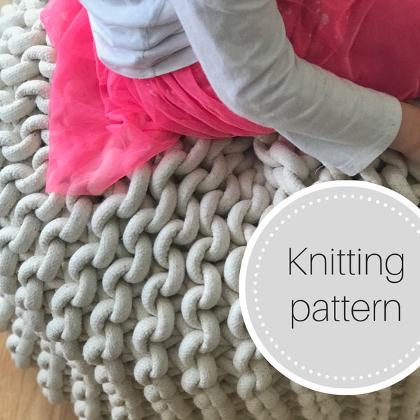 Giant knit pouf pattern - instant download - knit pouf - knit poof - knit pouffe - ottoman - footrest - giant knit pouf - dye rope