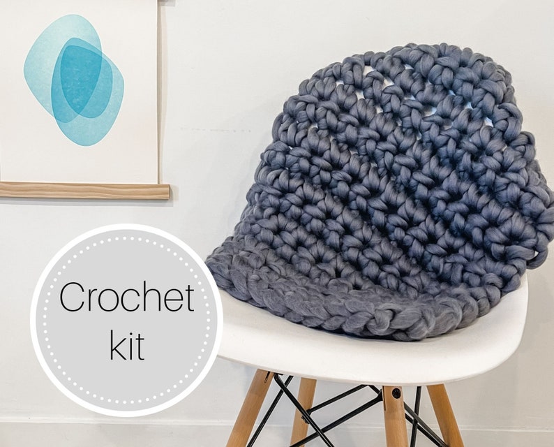 Hand Crochet Blanket Kit Finger Crochet Blanket Kit Wool Blanket Kit
