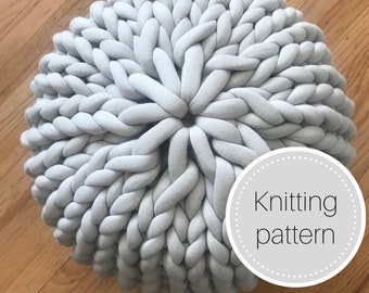 Chunky knit pouf pattern - tube yarn pouf - ottoman - knit pouf - knit poof - knit pouffe - footrest - modern decor - instant download