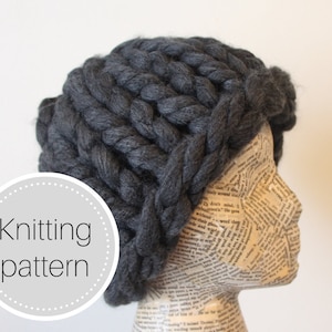 Crazy huge knit hat pattern chunky knit hat pattern giant knit hat giant pom pom hat instant download easy knitting pattern image 1