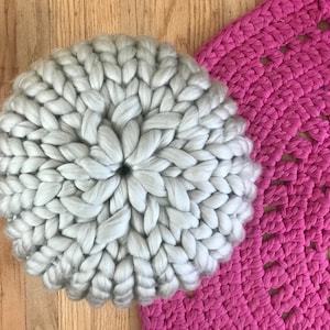 Chunky knit pouf pattern knit pouf knit poof knit pouffe accent pillow knit cushion home decor pillow image 6