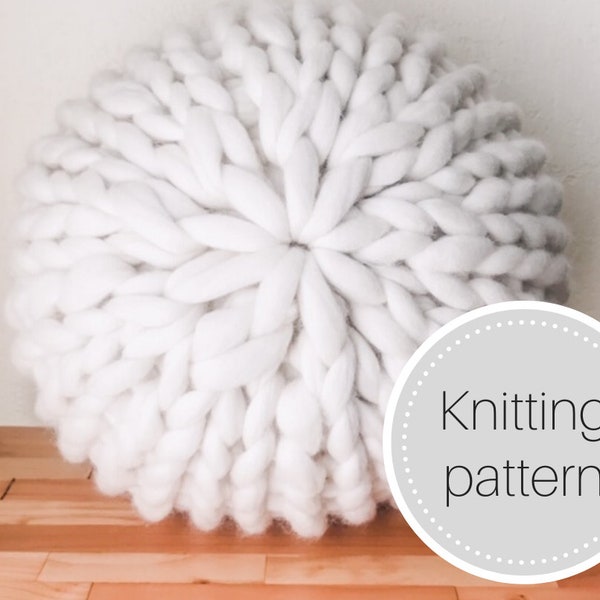 Chunky knit pouf pattern - knit pouf - knit poof - knit pouffe - accent pillow - knit cushion - home decor pillow