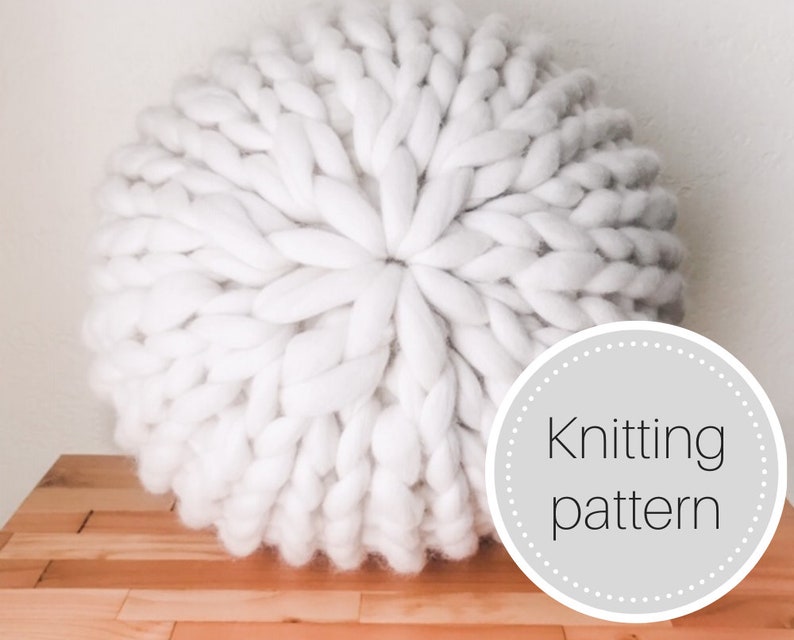Chunky knit pouf pattern knit pouf knit poof knit pouffe accent pillow knit cushion home decor pillow image 1