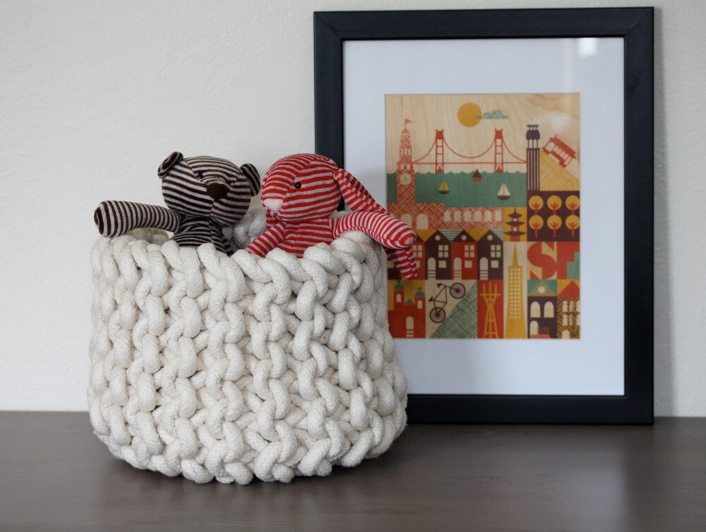 Knit Rope Basket Pattern - Instant Download - Knitting and