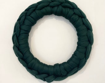 Large cozy wool wreath - 18 inch chunky knit wreath - crocheted wreath - giant knit wreath - holiday wreath - front door wreath