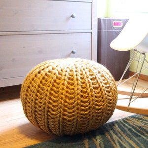 Chunky knit pouf pattern instant download with stuffing instructions knit pouf knit poof knit pouffe ottoman footrest image 2