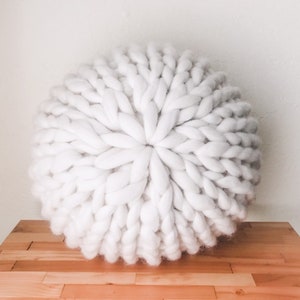 Chunky knit pouf pattern knit pouf knit poof knit pouffe accent pillow knit cushion home decor pillow image 3