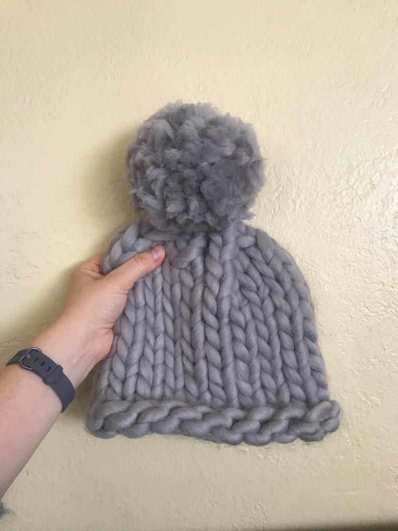 Crazy huge knit hat pattern chunky knit hat pattern giant knit hat giant pom pom hat instant download easy knitting pattern image 5