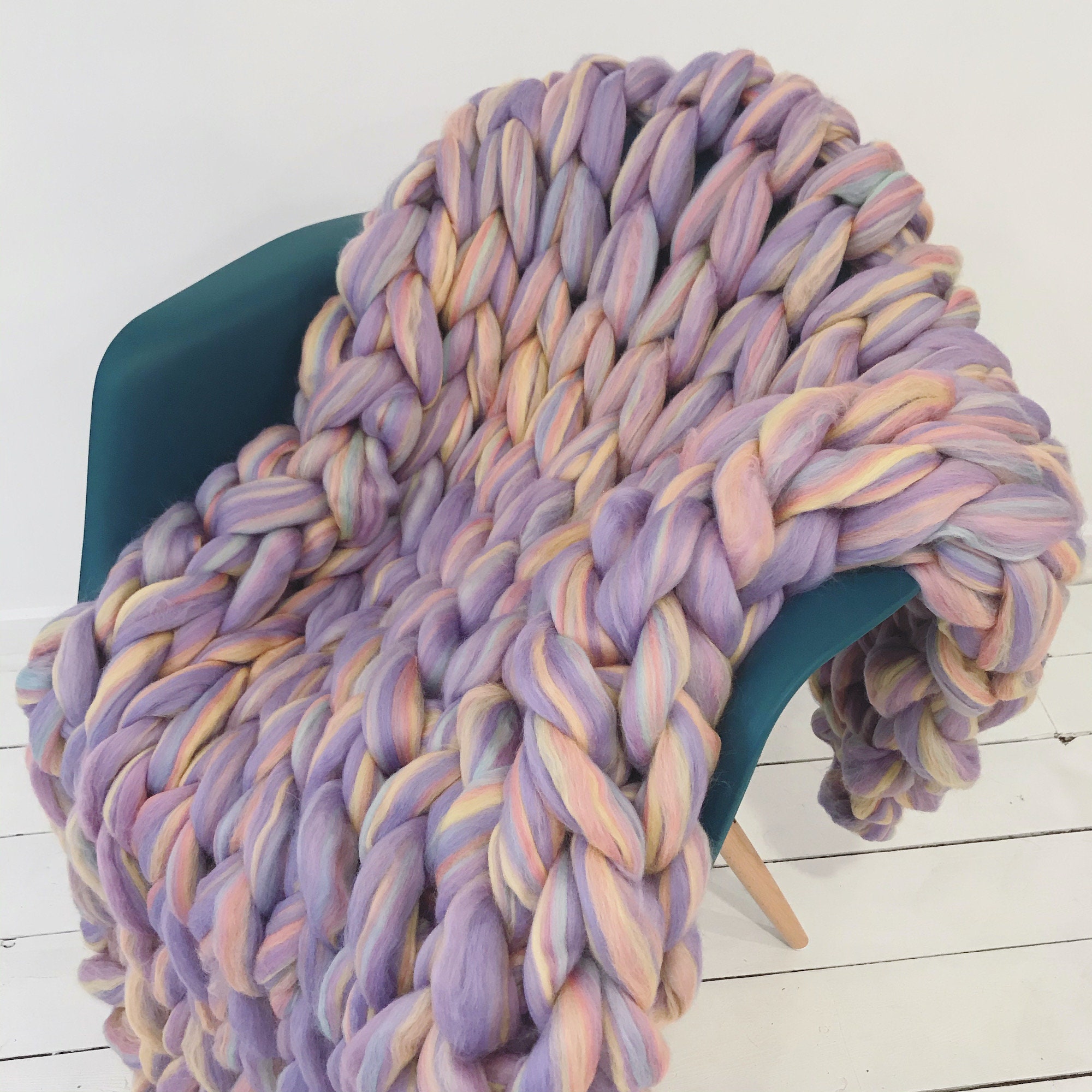 Chunky Knit Blanket Kit Merino Blanket Chunky Knit Throw Etsy UK