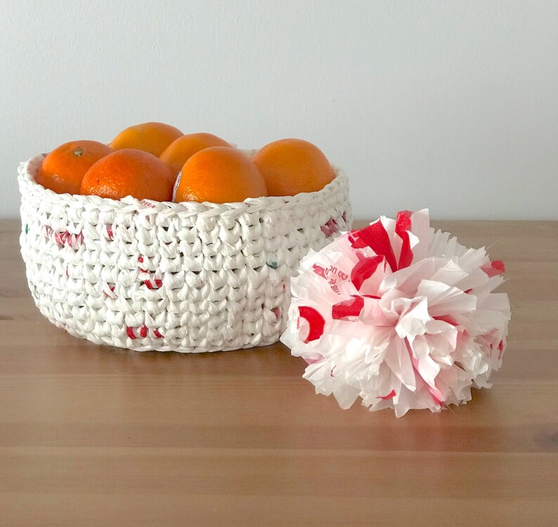 Plastic bag plarn crochet pattern crochet basket instant download crochet bowl crochet basket pattern recycled yarn plochet image 2