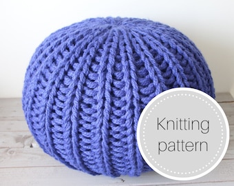 Chunky knit pouf pattern - instant download - with stuffing instructions - knit pouf - knit poof - knit pouffe - ottoman - footrest