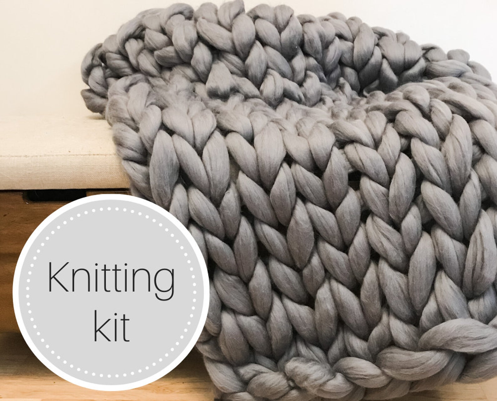 Chunky Knit Blanket Kit Merino Blanket Chunky Knit Throw Etsy