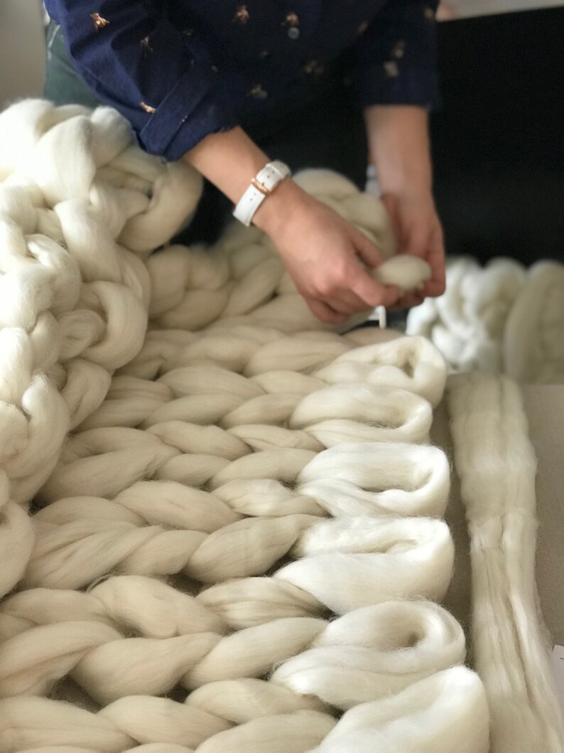 Chunky Knit Blanket Kit Merino Blanket Chunky Knit Throw Etsy