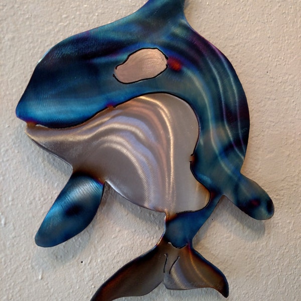 Orca, orcas, islas de San Juan, orca, ballenas, costa, acero costero, océano, decoración, mamífero marino, metal, playa, cabaña, hogar, arte de pared, Puget Sound