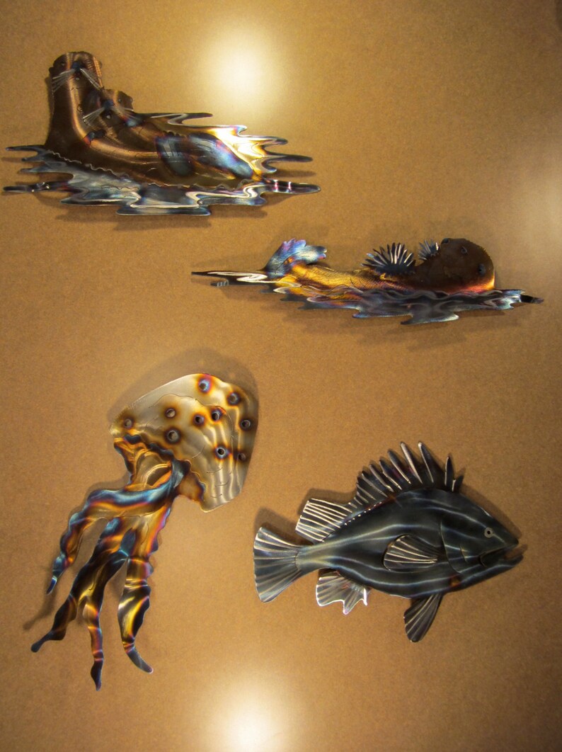 Jellyfish Jelly Fish Steel Wall Art Metal Ocean Beach House | Etsy