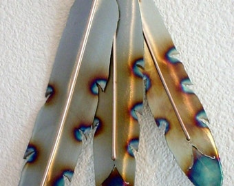 Native American Indian Style Metal Feathers Steel Wall Art Southwest Old West Home Decor