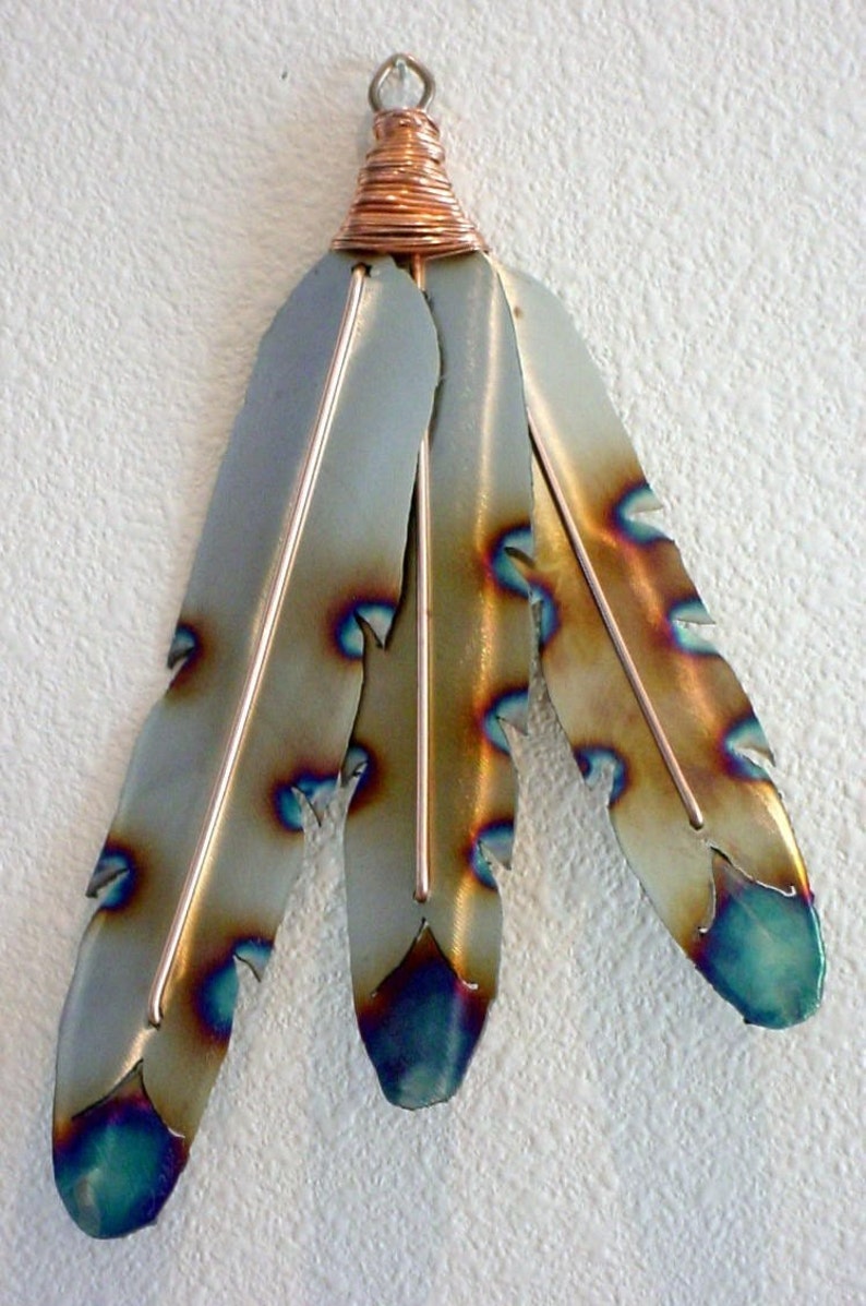 Native American Indian Style Metal Feathers Steel Wall Art Southwest Old West Home Decor image 1