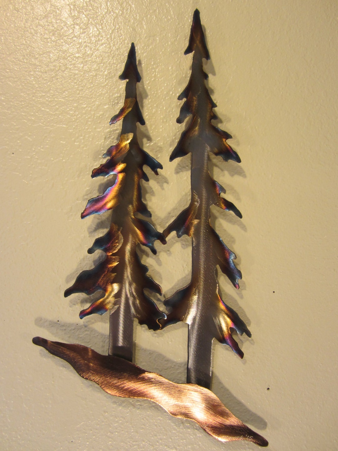 Trees Tree Metal Wall Art Home Decor Log Cabin Lodge Woods Mountain Sun ...