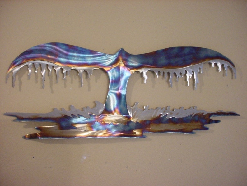 Whale Tail Fluke Stainless Steel Metal Wall Art Beach