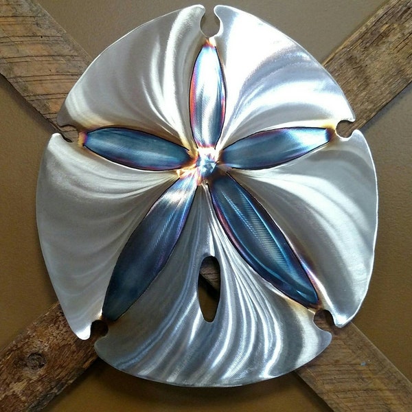 Gran dólar de arena, arte de pared de acero, metal, casa de playa oceánica, cabaña costera, decoración del hogar, playa, peinado, marea, surf, arena