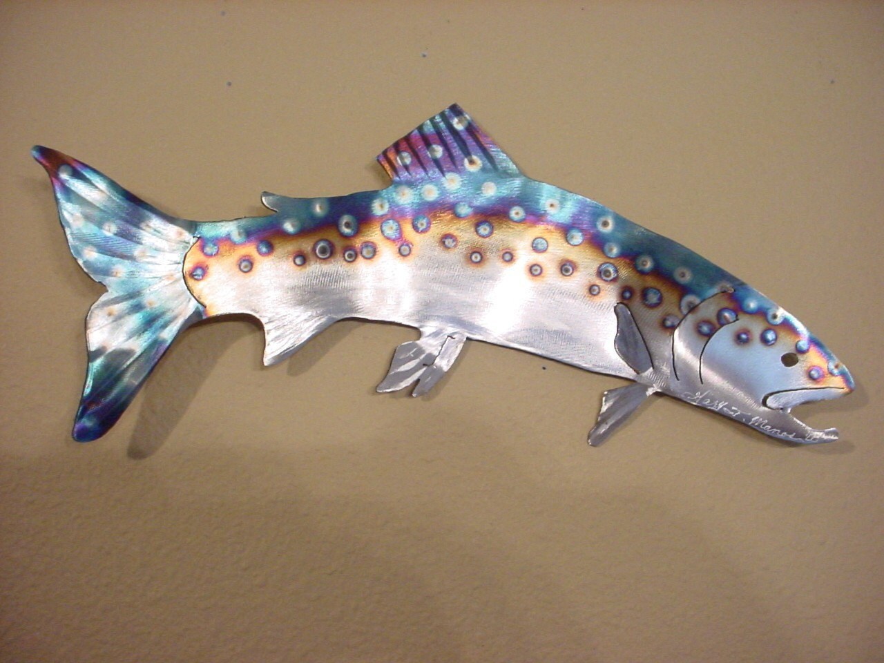 TROUT LAKE RAINBOW BROWN FISH METAL STEEL WALL ART HOME DECOR Etsy
