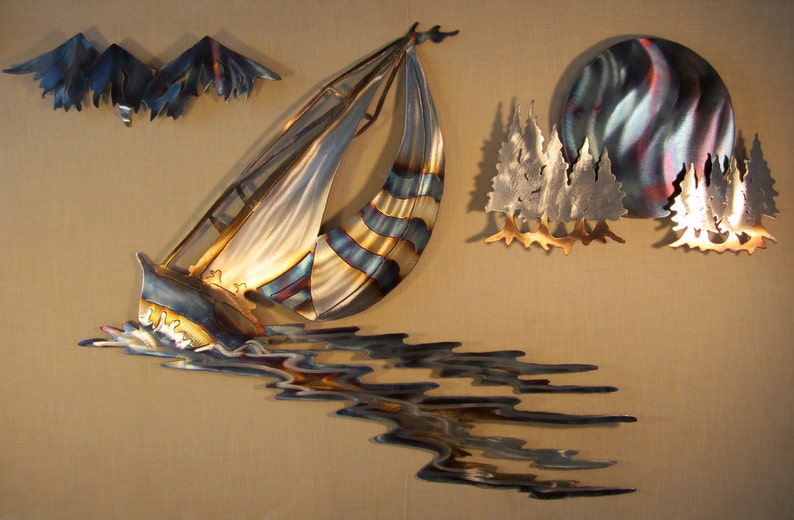 Sailboat Racing Sailor Sailing Stainless Steel Metal Wall Art Etsy