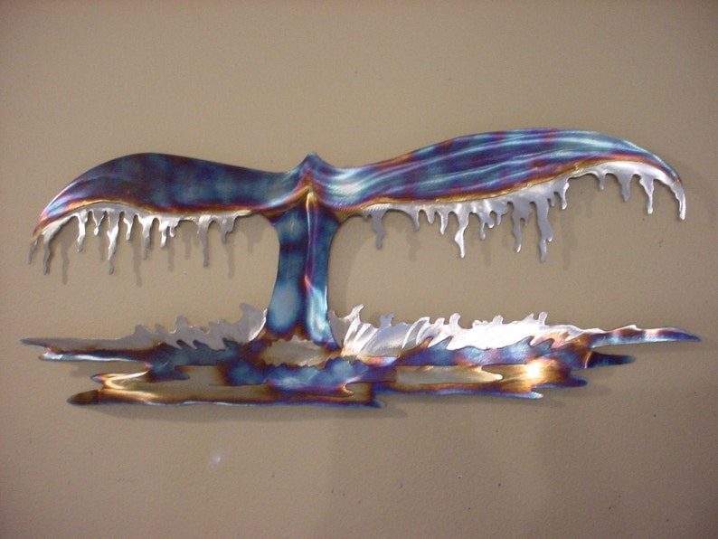 Whale Tail Fluke Stainless Steel Metal Wall Art Beach
