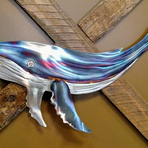 Stainless Steel Humpback Blue Whale Watching Migration Hump Back Cetatean Wall Art Ocean Beach Home Coastal Cottage Sea Oceanfront Decor