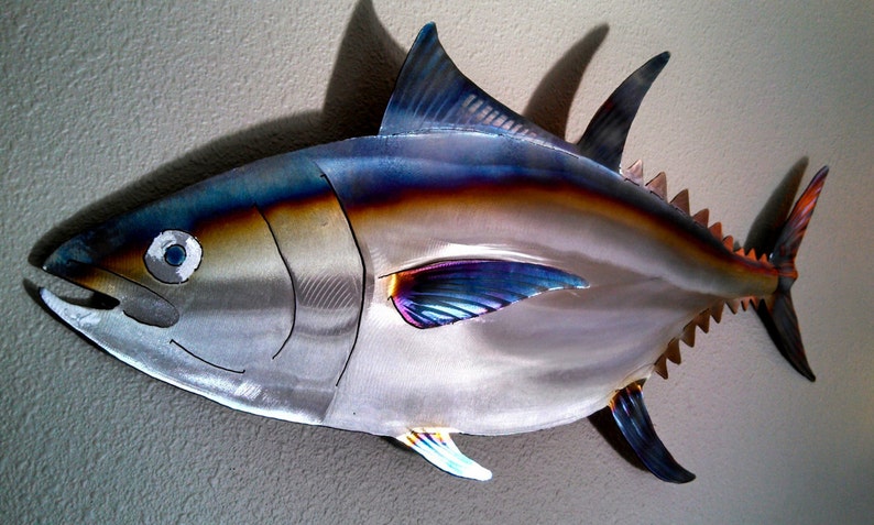 Albacore Atlantic Bluefin Blue Fin Skipjack Bigeye Big Eye Tuna Fish Saltwater Fishing Metal Wall Art Steel Home Decor image 5