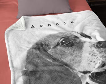 Halloween Beagle Blanket Photo Gift For Pet Portrait Custom Memory Throw Blanket Design Sketch Artwork Memorial Gift Dog Lover Comforty