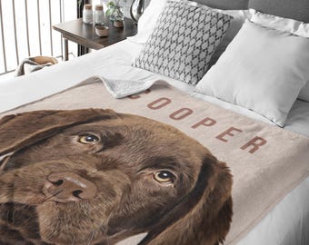 Gift for Labrador Mom – Custom Dog Blanket from Pet Photo – Personalized Lab Portrait Throw – Plush or Sherpa Pet Mom Keepsake