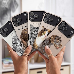 Op maat gemaakt telefoonhoesje voor huisdieren met foto en naam van het huisdier, collectie Soft Sand