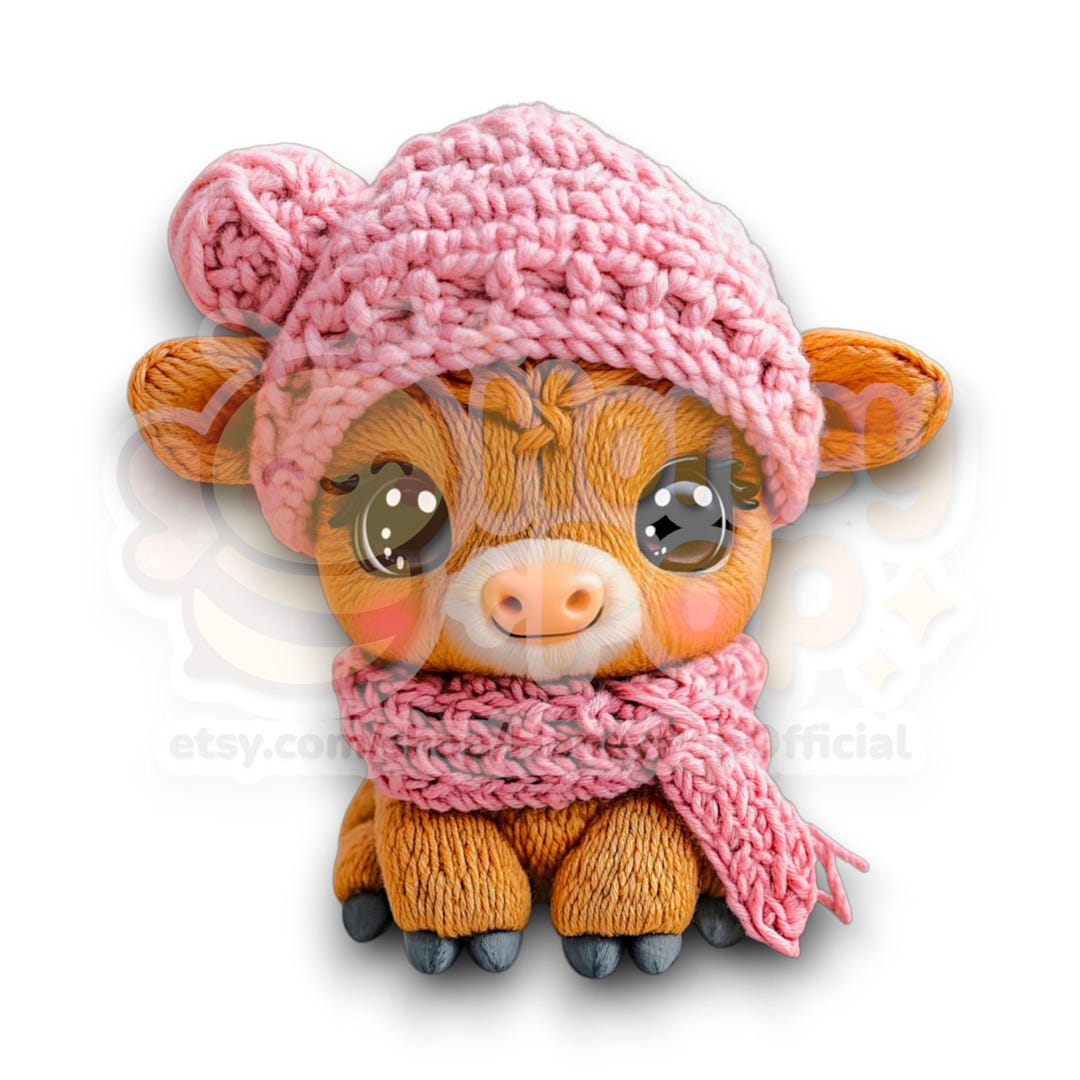 Sapi Pink Cute Cow PNG | Baby Cow PNG | Kawaii Cow Clipart | Pink Beanie Cow ...