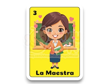 La Maestra Loteria Card PNG | Cute Teacher Clipart | Hispanic Heritage Month Digital Download | Bilingual Classroom Sublimation