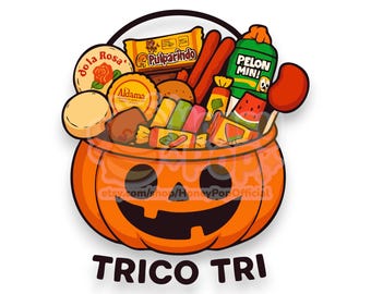 Trico Tri PNG | Hispanic Halloween Süßigkeiten Clipart | Dia de los Muertos Kürbiseimer Digitaler Download | Mexikanisches Bonbon-Design