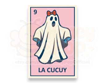 Carte Loteria La Cucuy PNG | Clipart Boogeywoman folklore hispanique | Style de bingo mexicain rétro | Fantôme effrayant en téléchargement numérique