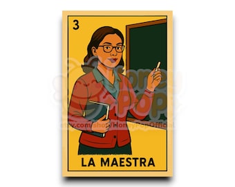 La Maestra Lotería-kaart, png PNGEgg | Retro Mexicaanse bingo-clipart | Digitale download waardering leraar | Spaans erfgoedontwerp