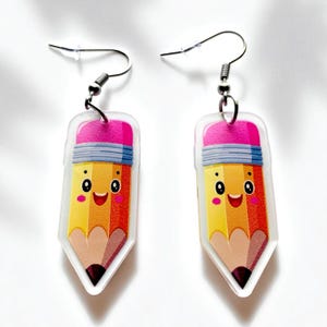 Pencil earrings, Teacher earrings, School jewelry, Back to school jewelry, cute pencil jewelry, Teacher gift ideas, Classroom accessories