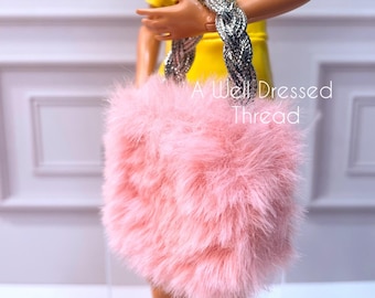 Doll Pink Fur Purse,  11.5&quot; doll, 11.5&quot; doll. Integrity Poppy Doll Purse